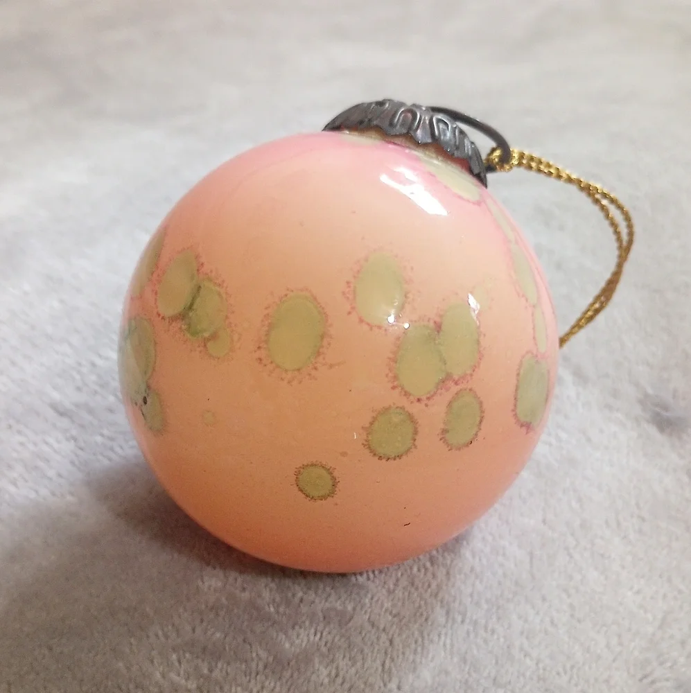 2 Kugel Style Speckled Blown Glass Ball Christmas Ornaments